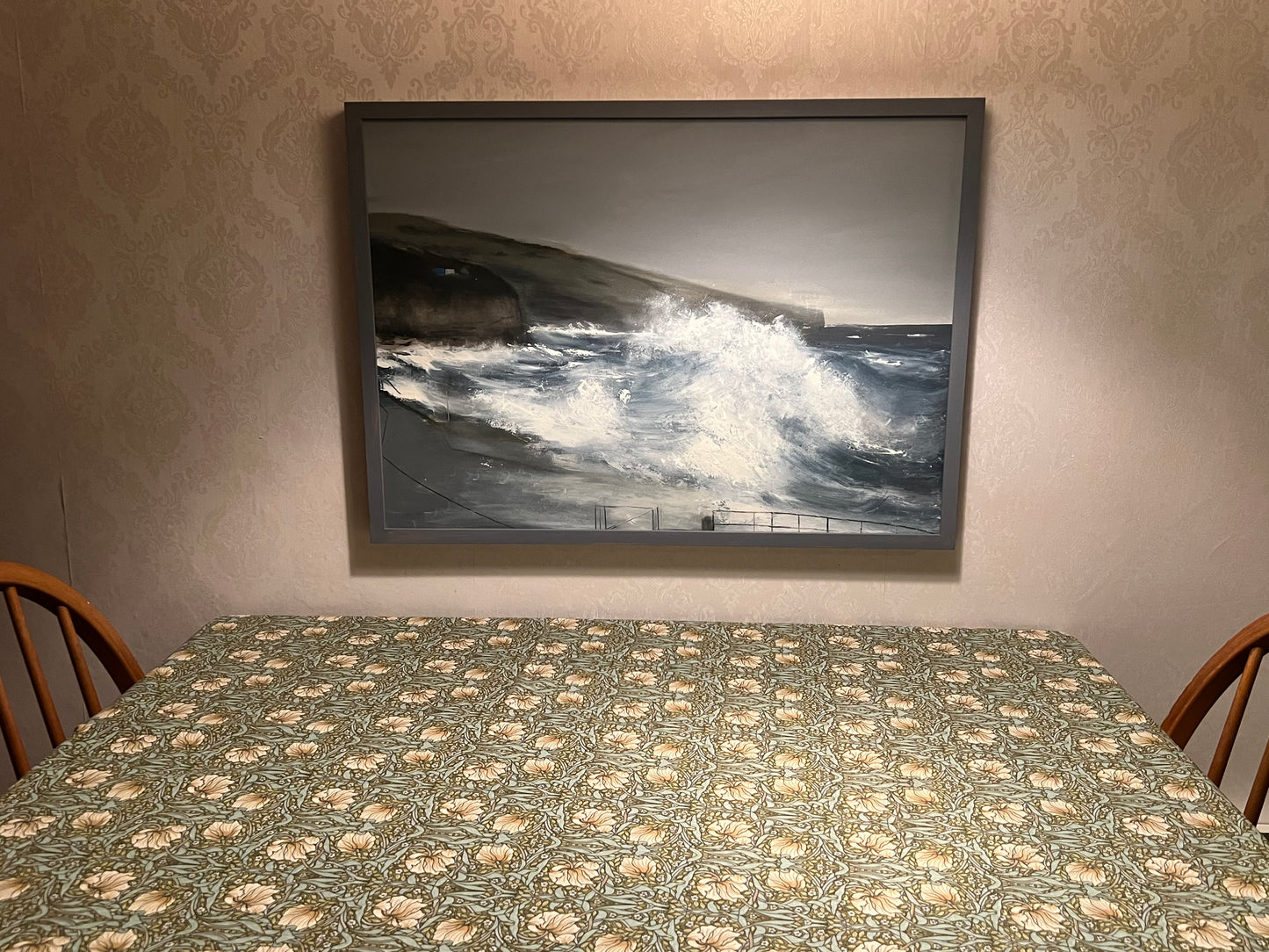Amroth- storm Agnes original painting framed