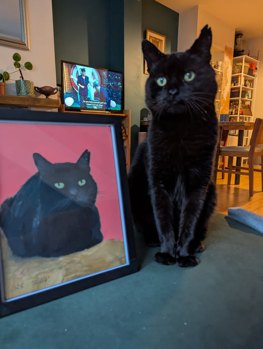 Cat portrait original painting commission by Sarah Evans