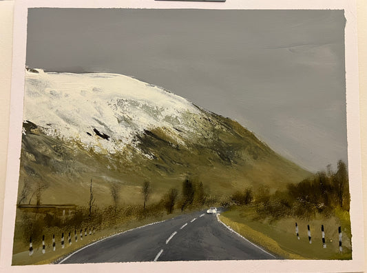 Brecon Beacons Jan 2025 Driving Home original painting sketch on board 9x12”