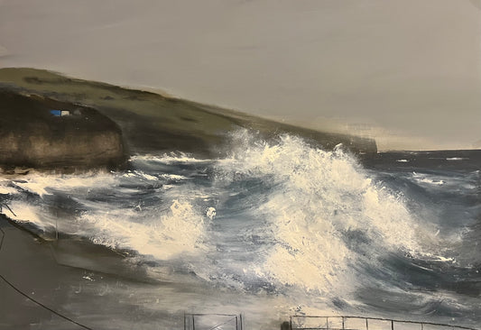 Amroth- storm Agnes original painting framed
