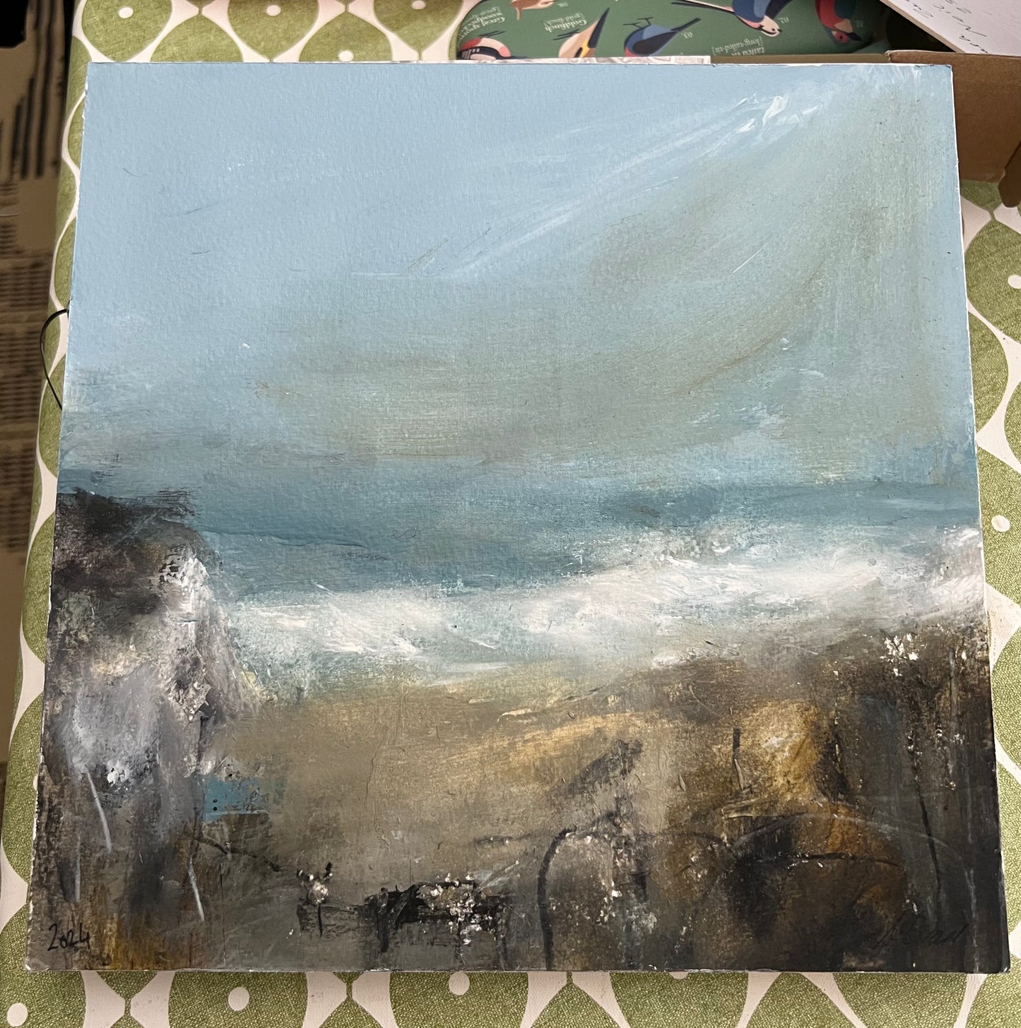 Original painting of Hawthorne County Durham acrylic on paper and wood