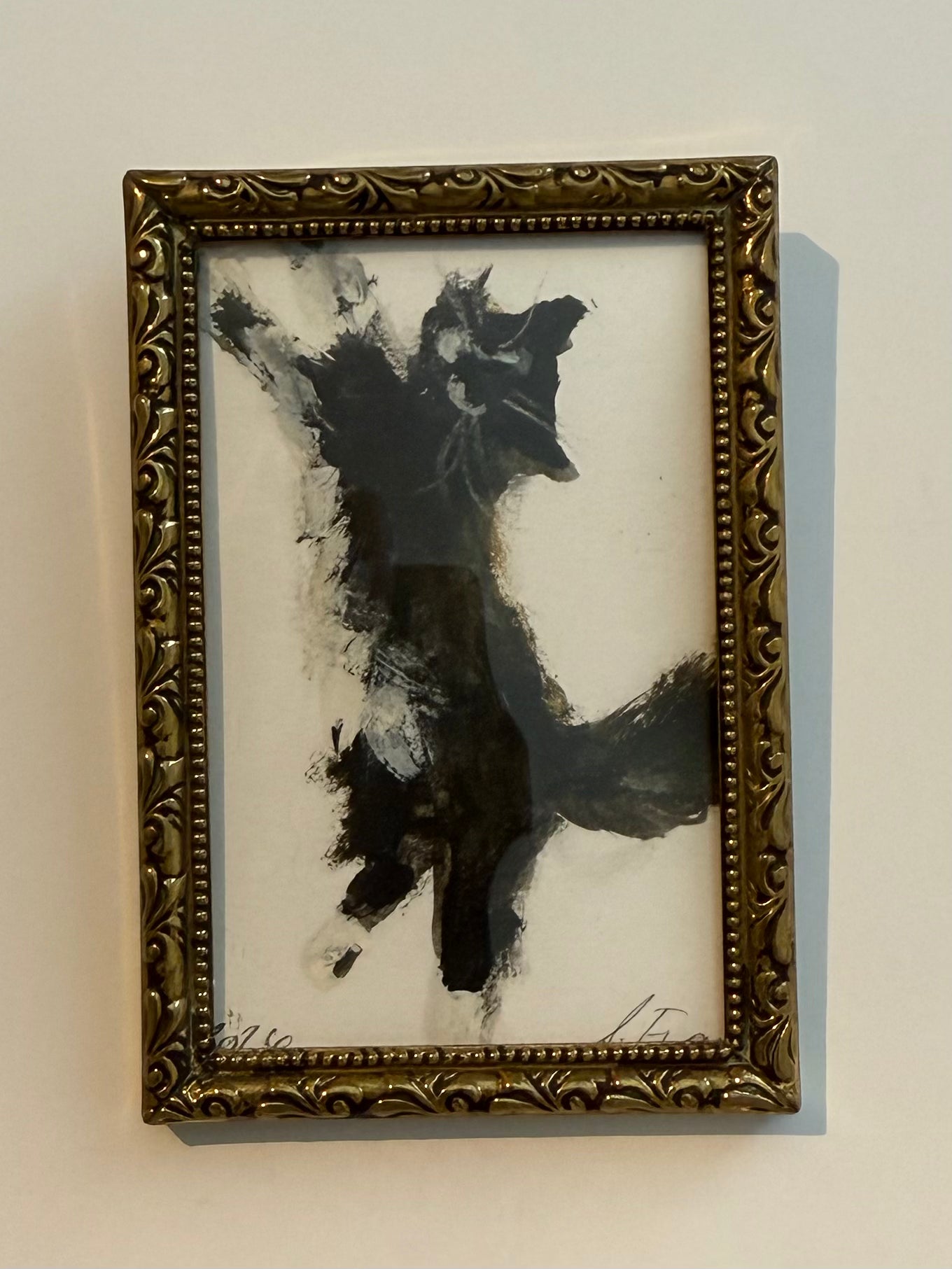 Flash Evans original painting in a vintage brass style frame 4”x2.5”