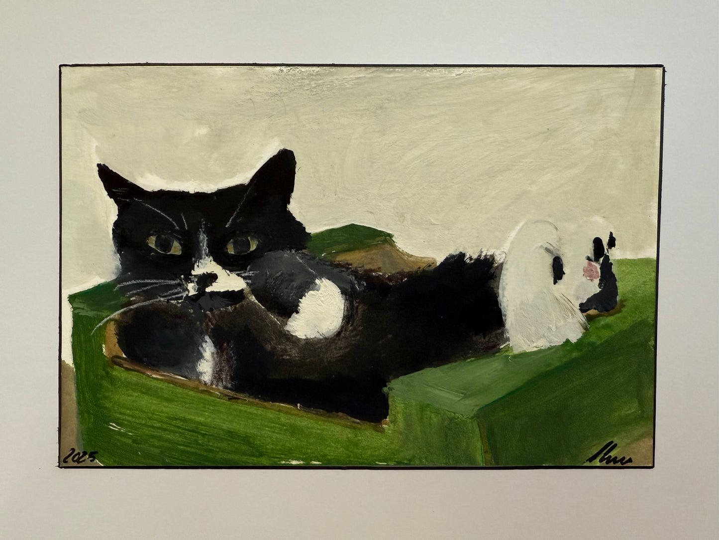 Barry original framed painting acrylic on card
