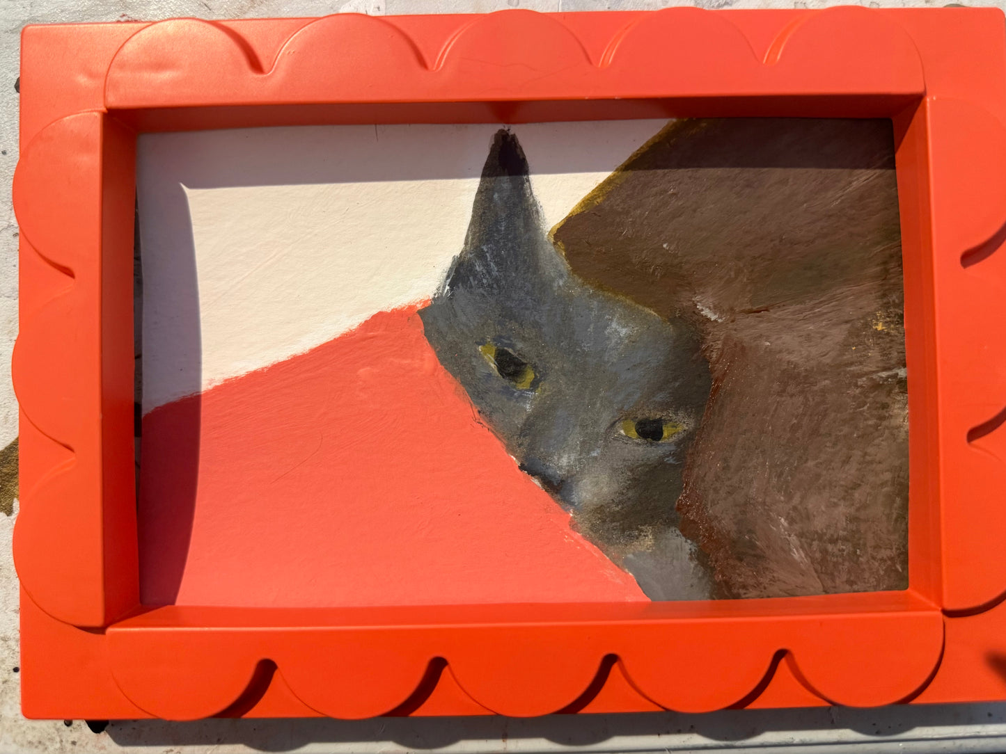 Original painting Walter from Port Talbot watching snooker in his box bedroom