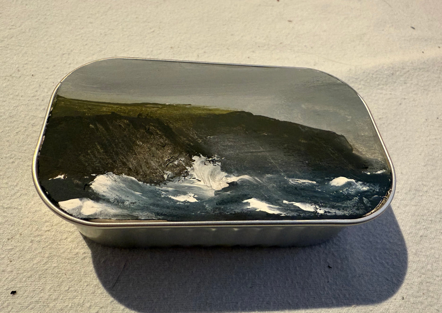 Abereiddy original painting in a sardine tin
