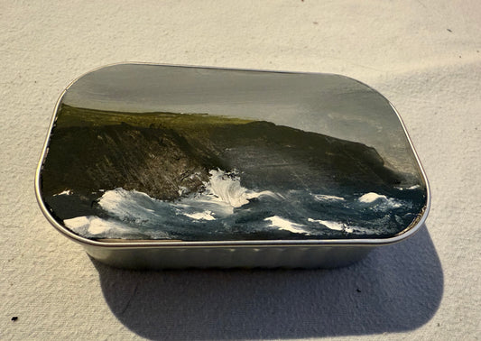 Abereiddy original painting in a sardine tin