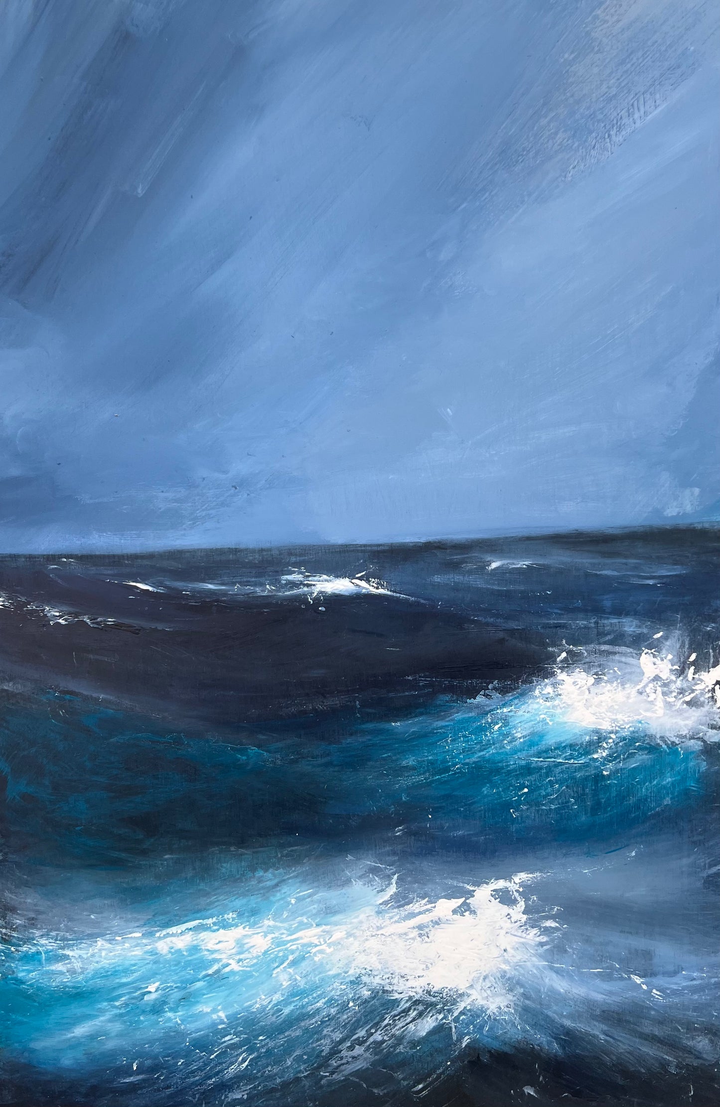 Atlantic Crossing original painting oil on board by Sarah Evans