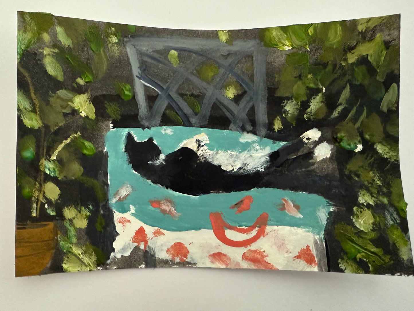 Original painting of Flash Evans doing yoga