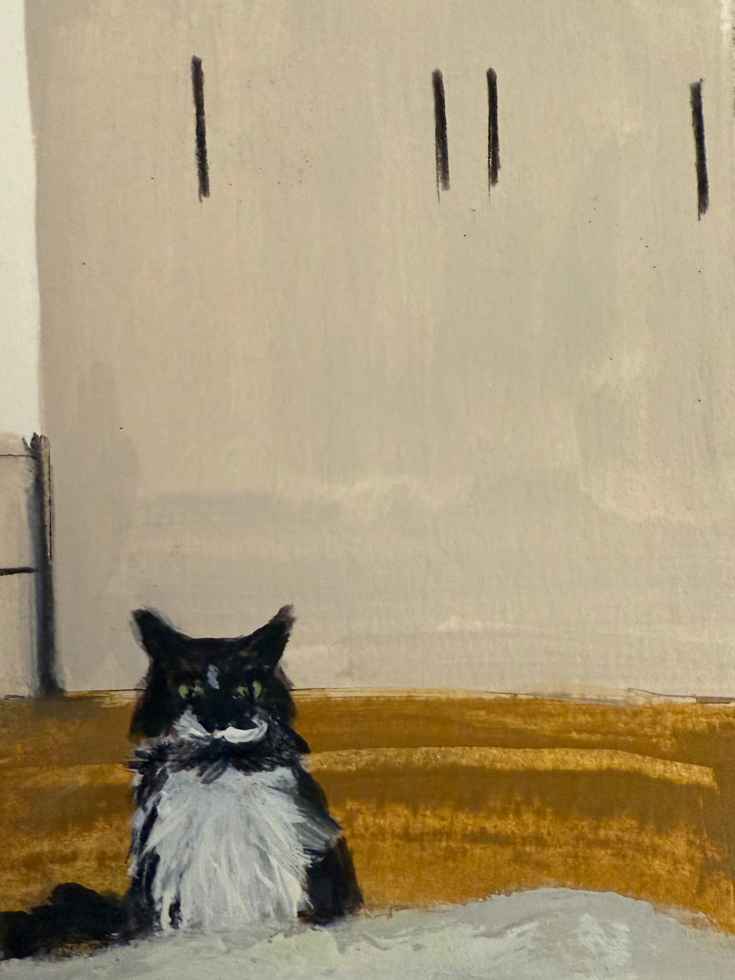 Original painting of Flash Evans staring at me to wake up