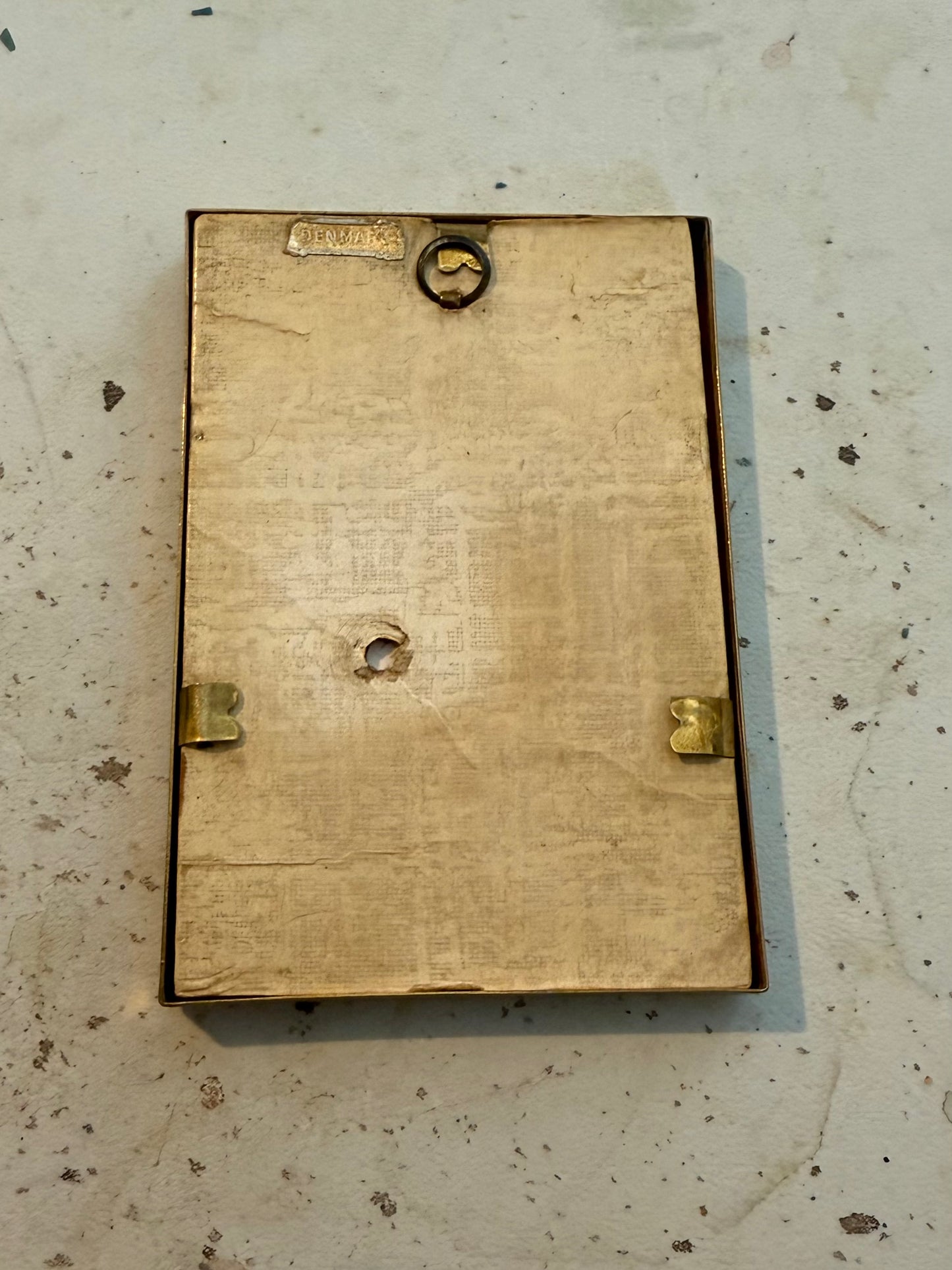 Flash Evans original painting in a vintage brass style frame 4”x2.5”