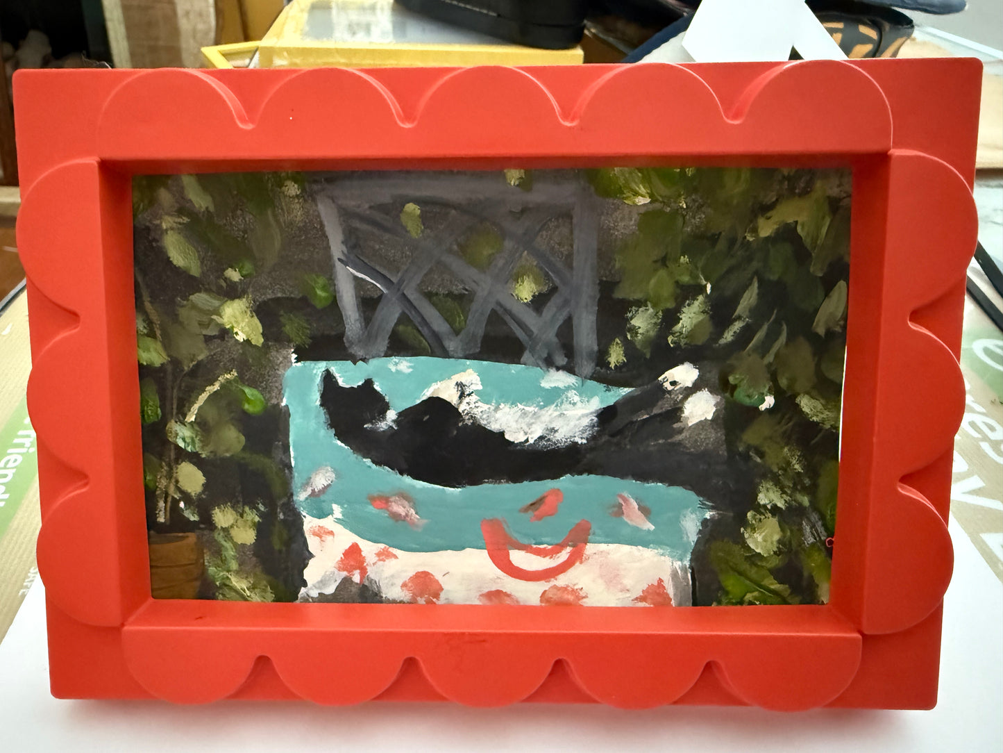 Original painting of Flash Evans doing yoga