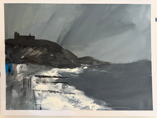 Criccieth Storm Ciara 2 painting by Sarah evans