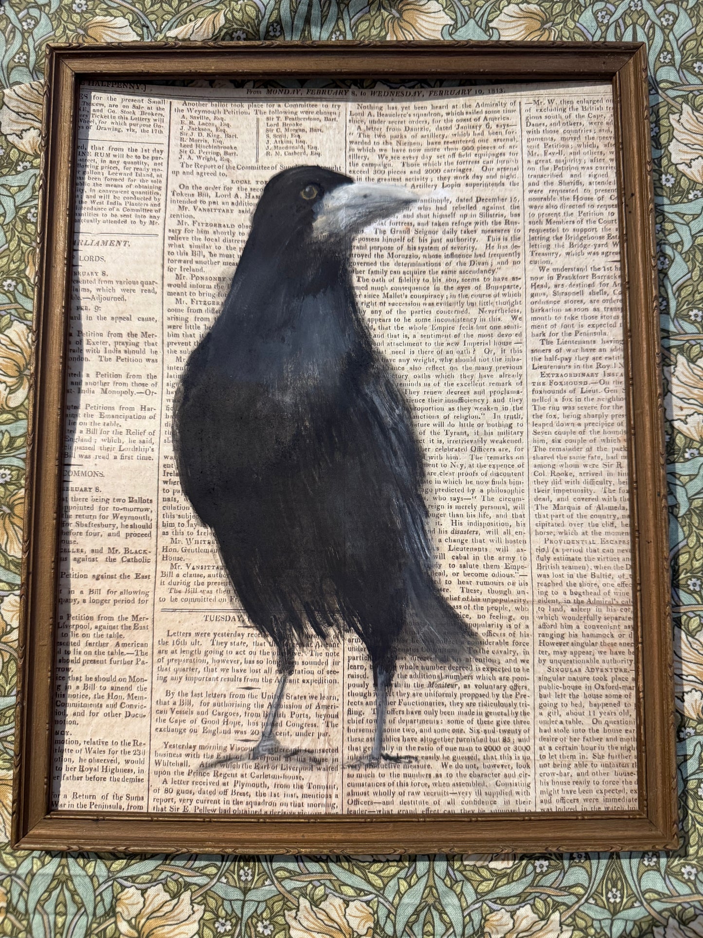 Original painting The Rook from Broad Haven Beach by Sarah Evans framed