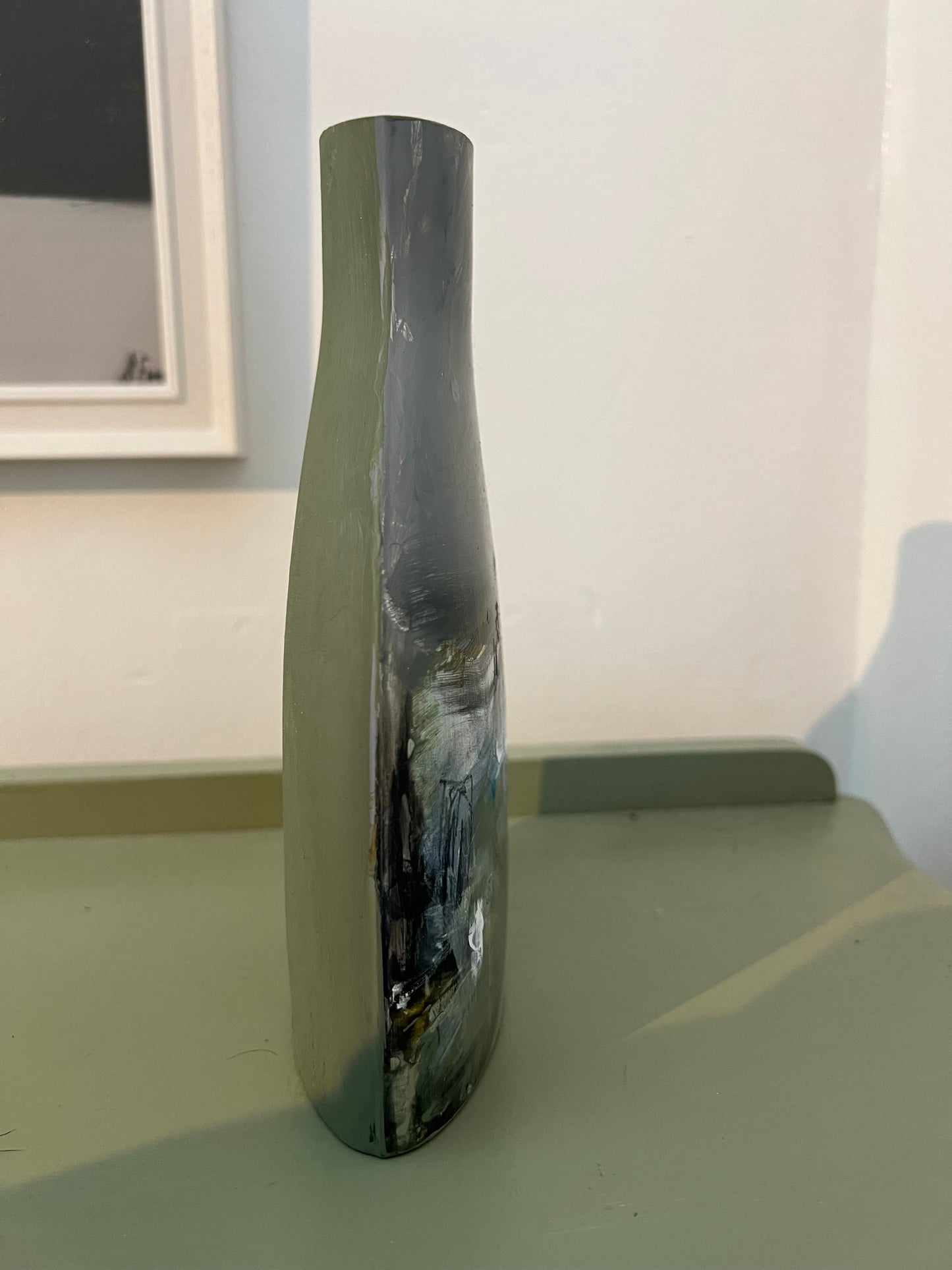 Hirwaun original painting on a vase