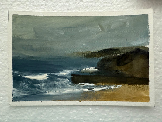 Postcard original painting of porthleven Cornwall