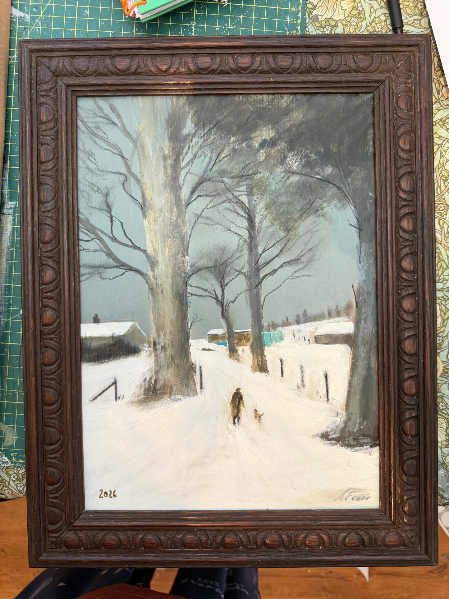 Dad and Alf Scotland original painting in a Victorian oak frame