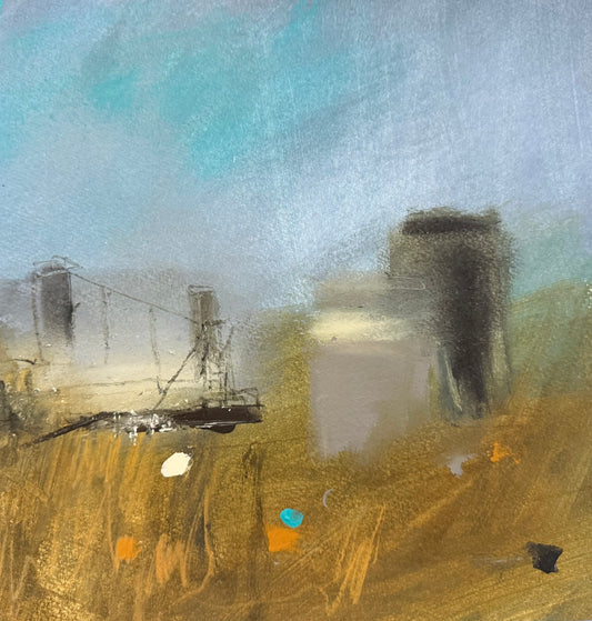 Steelworks port talbot original mixed media painting in large box frame