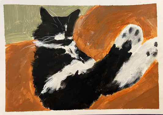 Original painting of Artists Cat Flash by Sarah Evans
