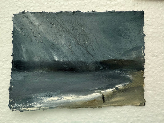 Swansea beach storm original painting on handmade paper