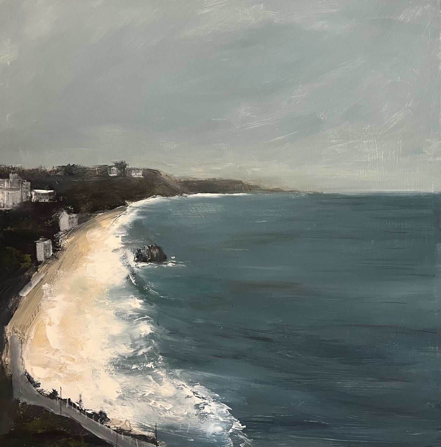 Tenby North Beach original painting on canvas by Sarah Evans