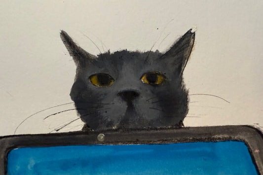 Original painting Walter kevin Evans from Port Talbot checking if he’s cat of the day