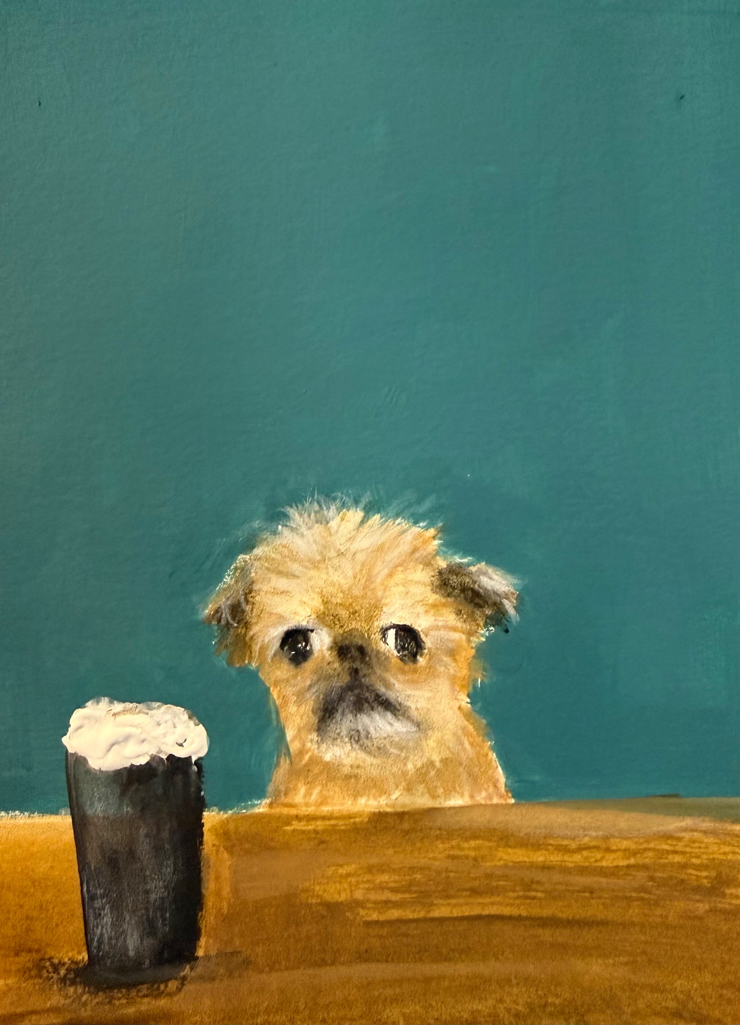 Noodle and his pint of Guinness