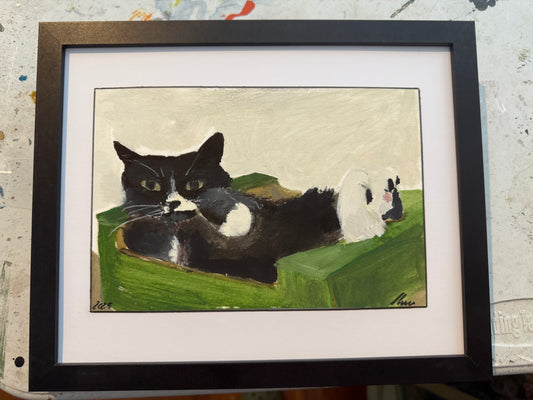 Barry original framed painting acrylic on card