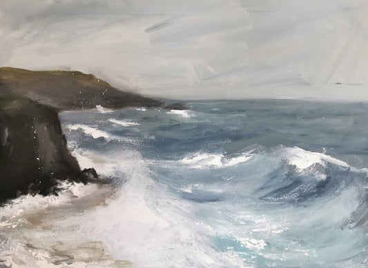 Pembrokeshire Summer Storm acrylic original painting on box canvas by Sarah Evans at