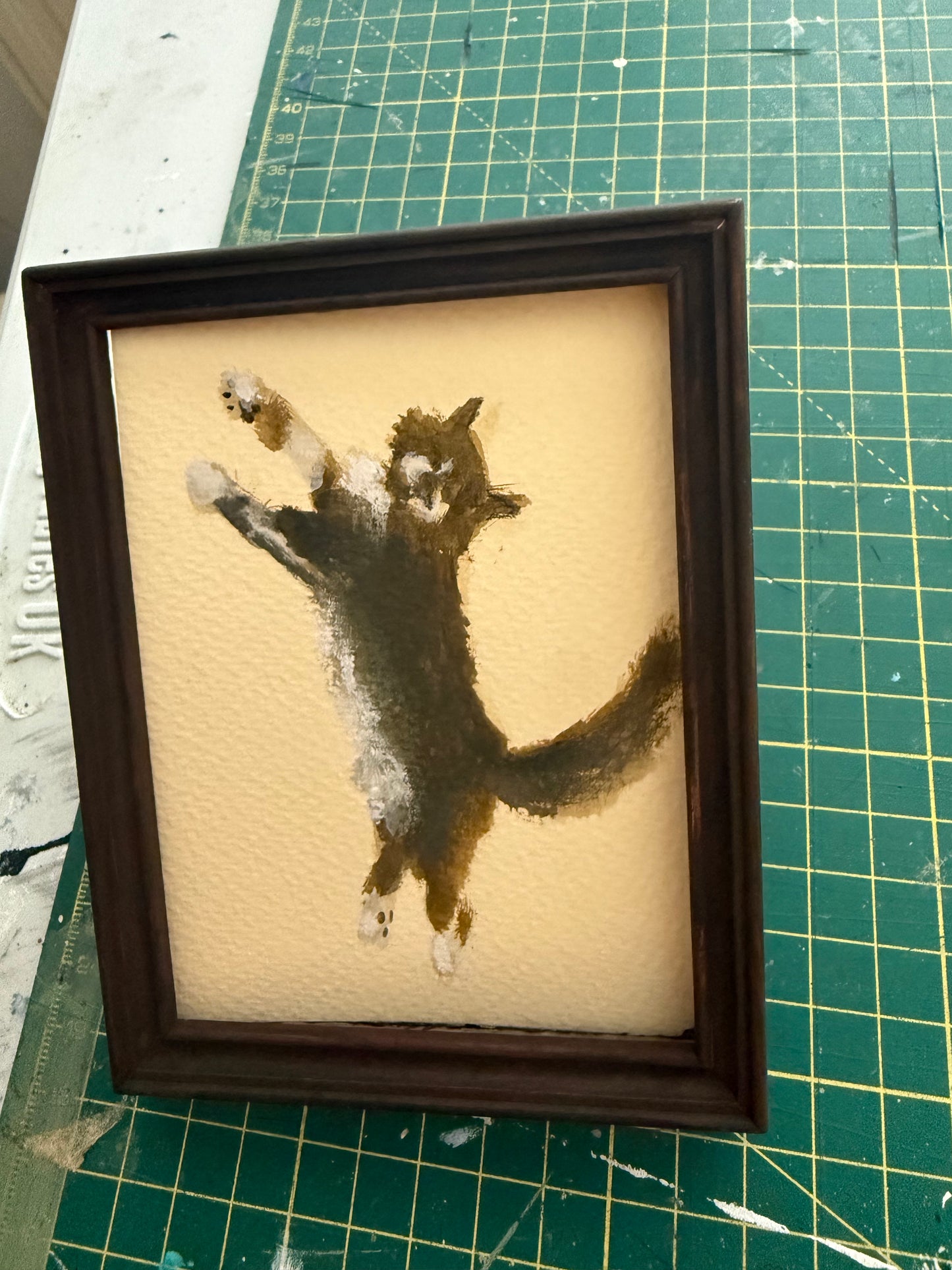 Flash evans original painting sketch in a vintage wood frame