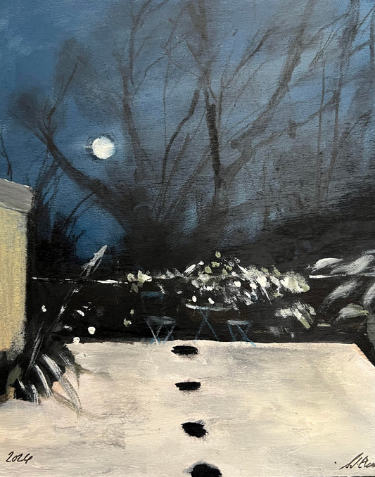 Original framed painting Artit's Garden In Moonlight